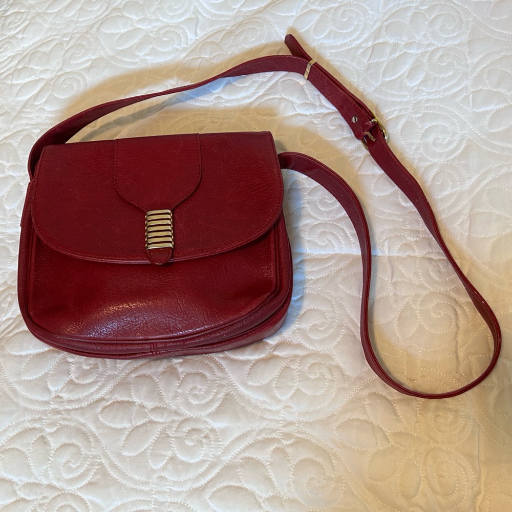 Vintage Jelen Paris Red Leather Crossbody Bag - EUC